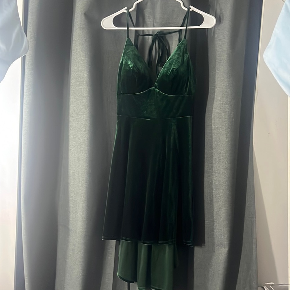 Dark green velvet homecoming dress